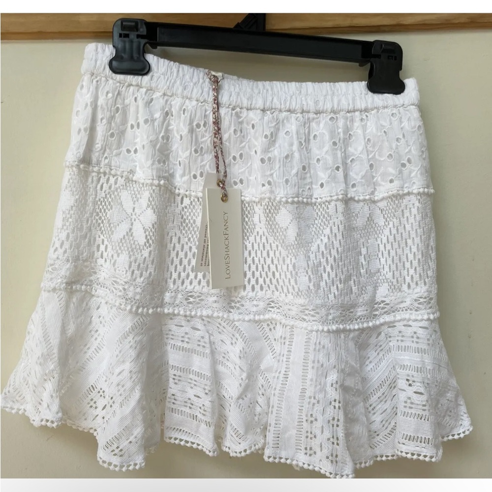 NWT Love Shack Fancy Diamond Skirt True White Size XS - Picture 4 of 4